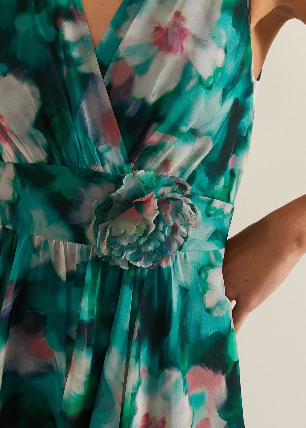 Nora Chiffon Floral Wrap Dress Multi-Coloured