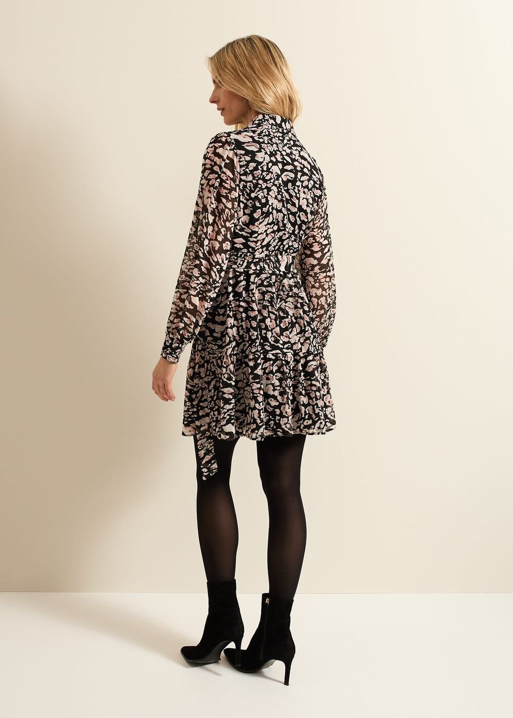 Aisling Black Leopard Swing Dress Black