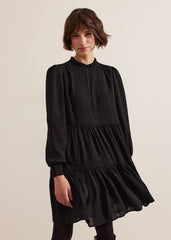 Shreya Check Swing Mini Dress Black