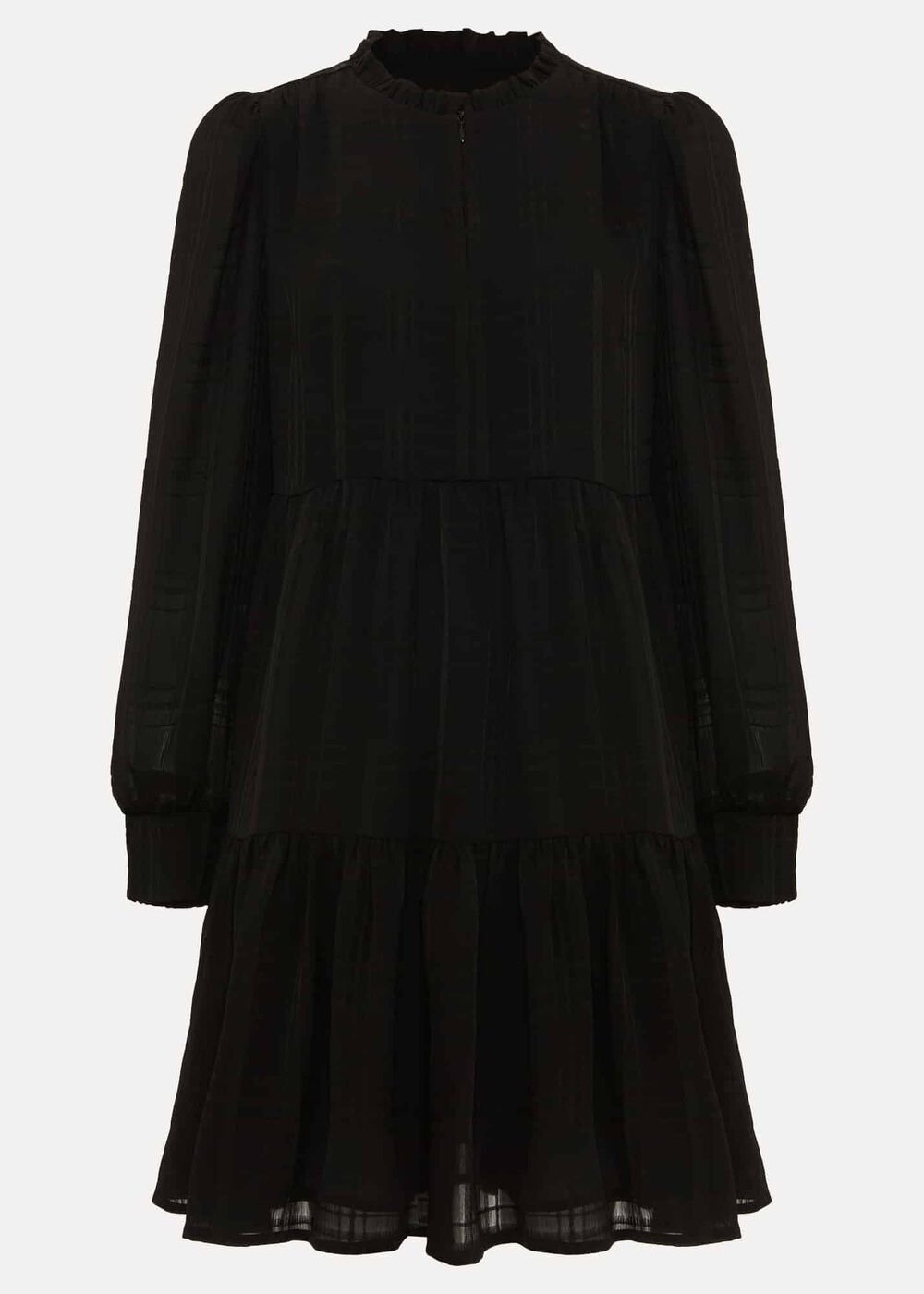 Shreya Check Swing Mini Dress Black