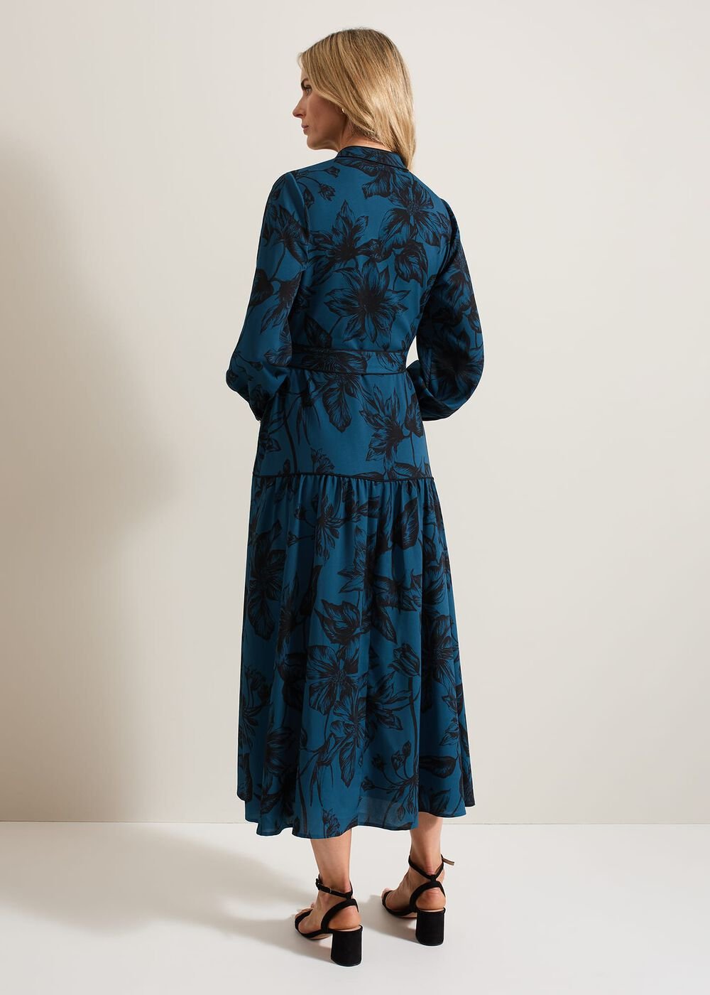 Shakira Teal Floral Midaxi Dress Teal
