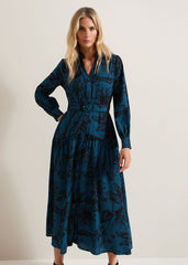 Shakira Teal Floral Midaxi Dress Teal