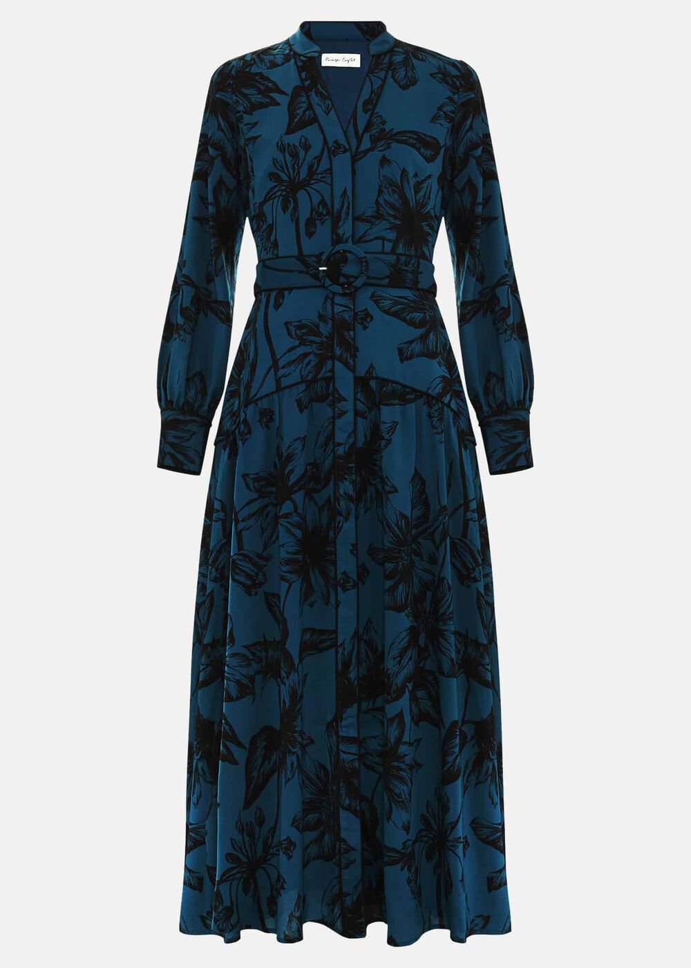 Shakira Teal Floral Midaxi Dress Teal