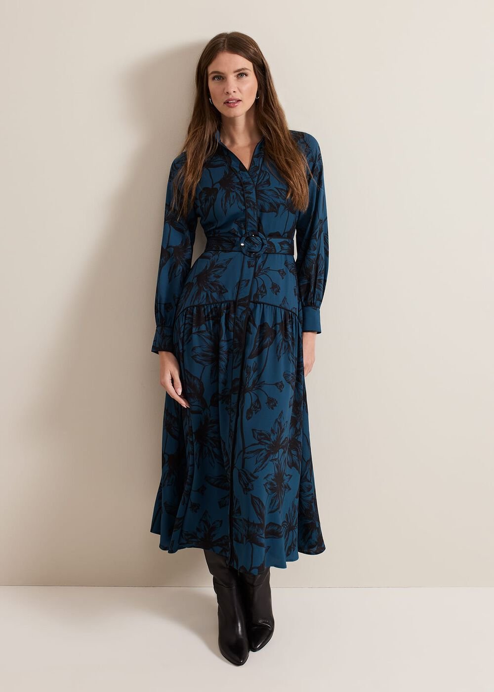 Petite Shakira Teal Floral Midaxi Dress Teal