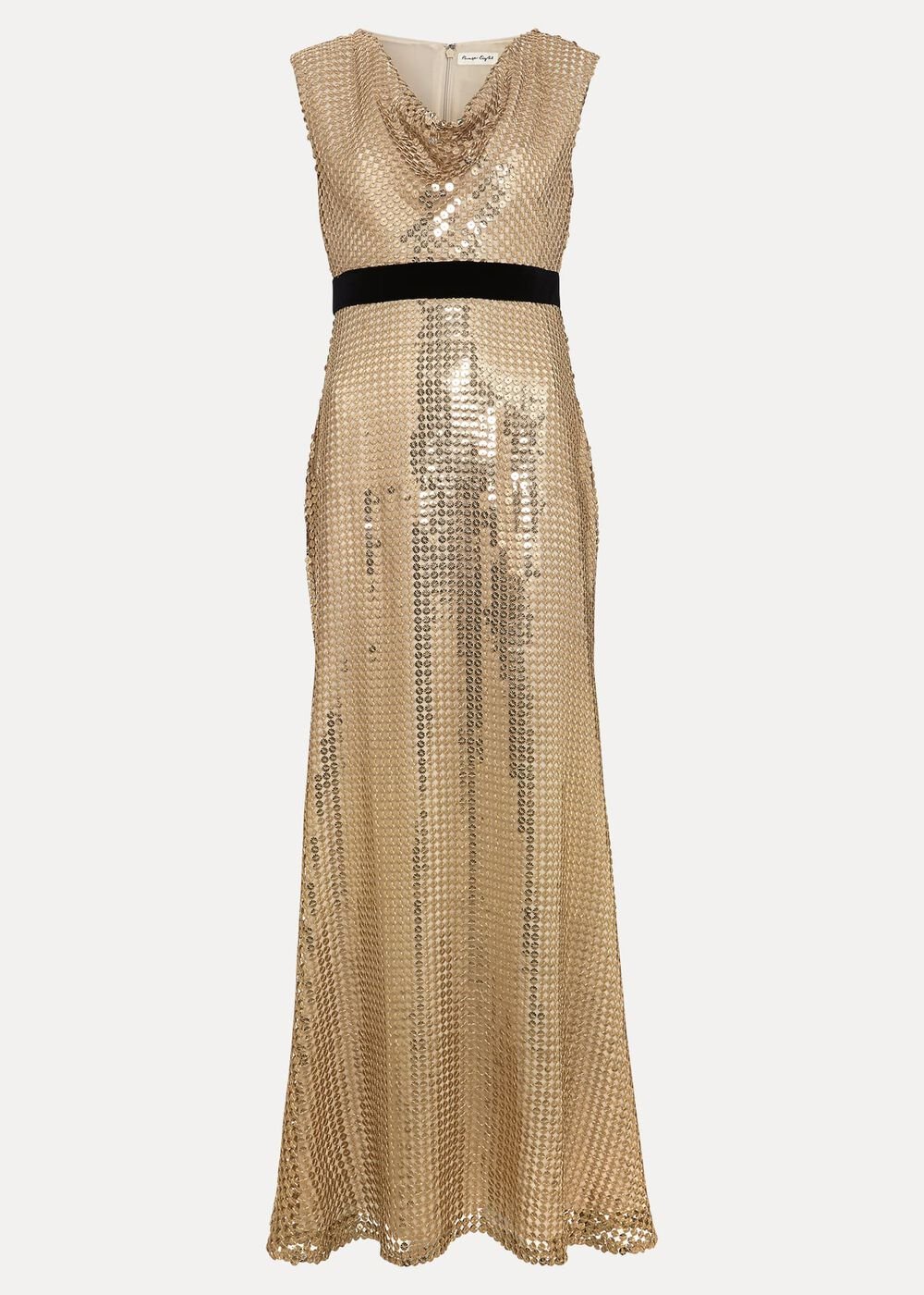 Jamae Gold Sequin Maxi Dress Gold