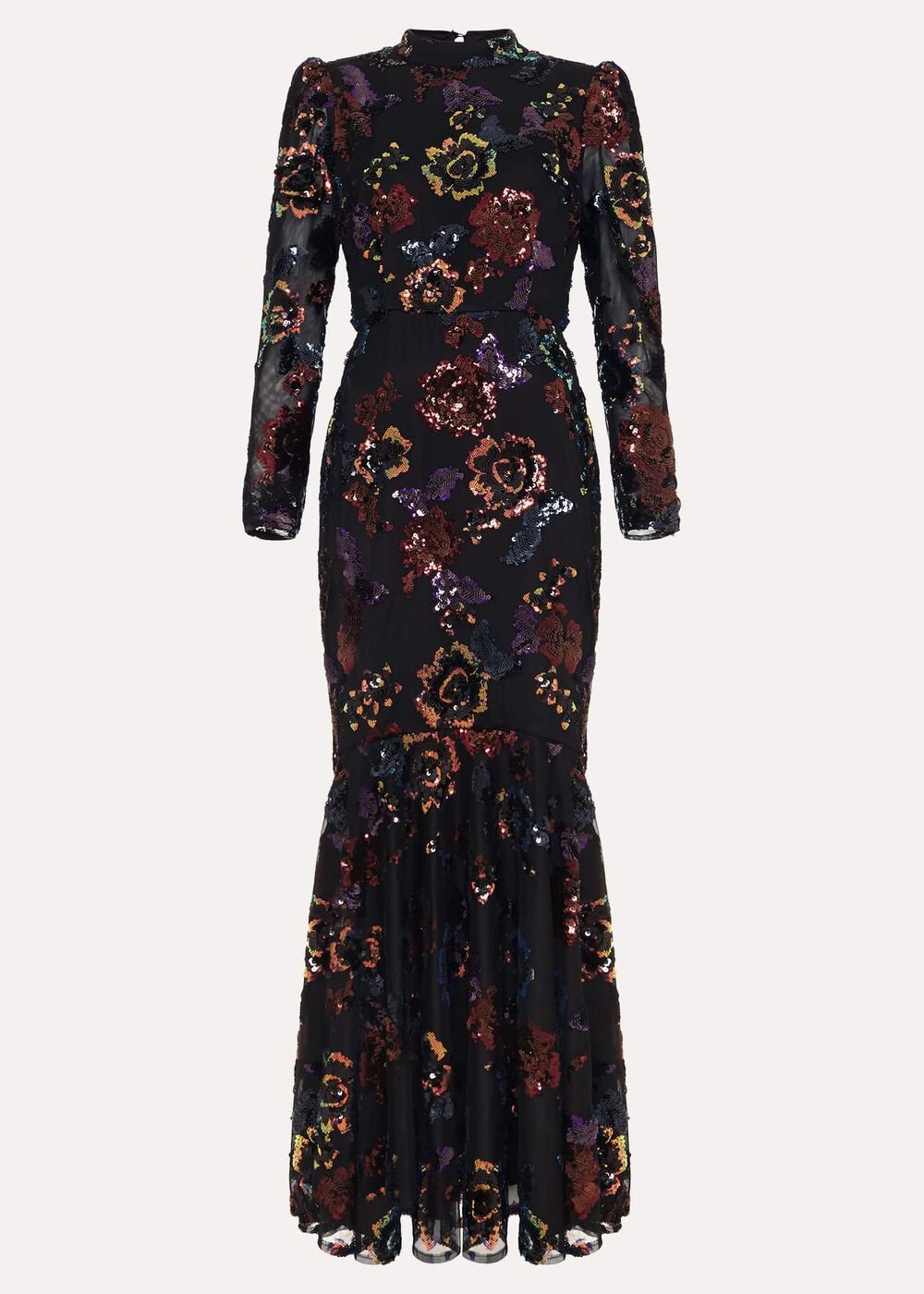 Lelo Sequin Long Sleeved Maxi Dress Black/Multi