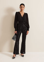 Milena Black Sequin Jumpsuit Black