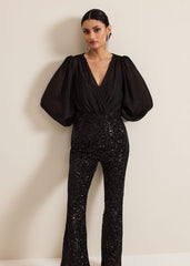 Milena Black Sequin Jumpsuit Black