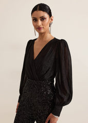 Milena Black Sequin Jumpsuit Black
