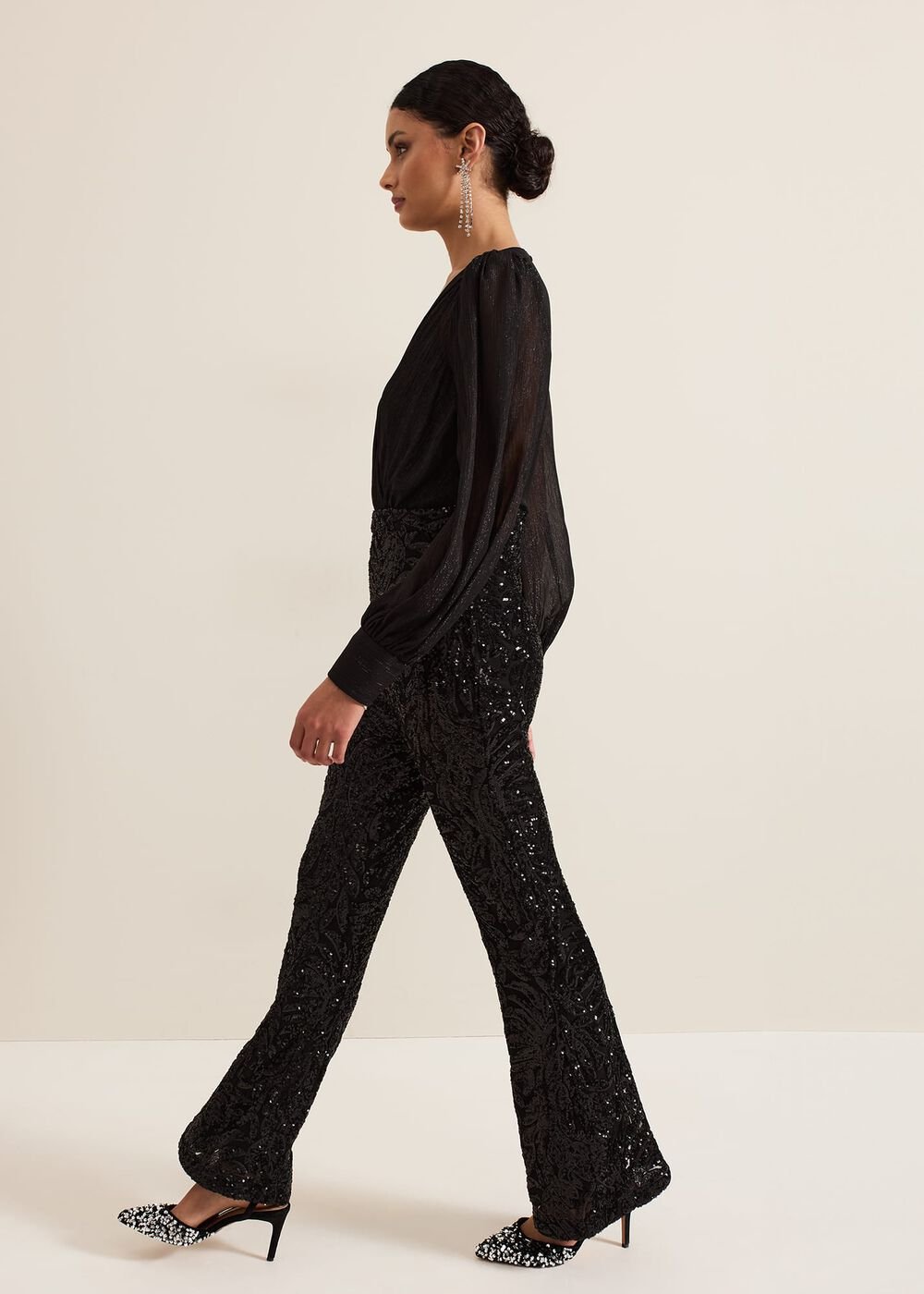 Milena Black Sequin Jumpsuit Black