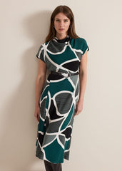Petite Zaynab Swirl Cowl Neck Midi Dress Green