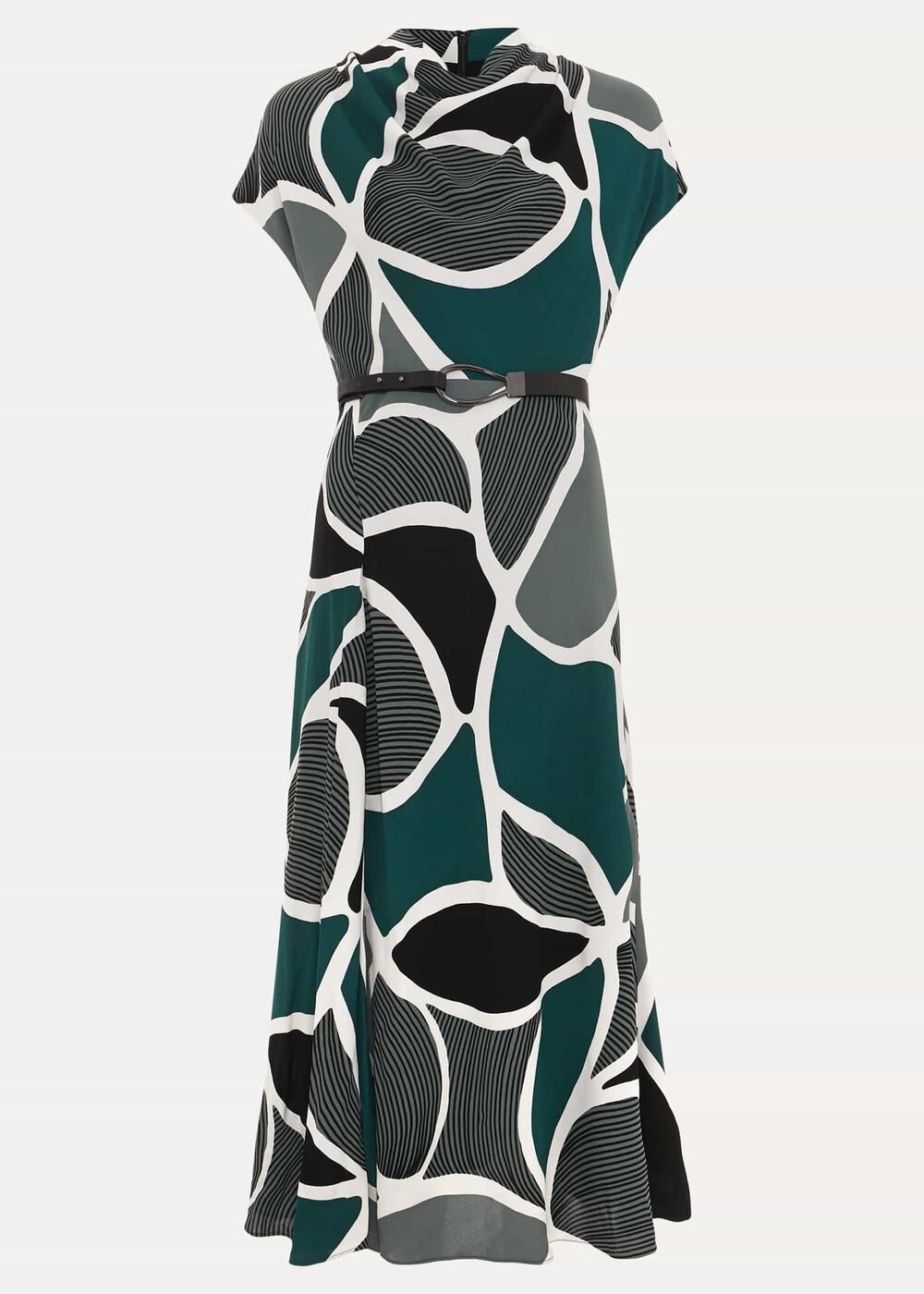 Petite Zaynab Swirl Cowl Neck Midi Dress Green