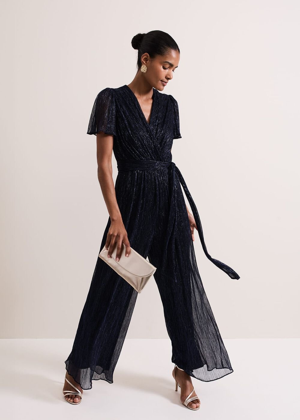 Stella Blue Plisse Jumpsuit Blue