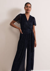 Stella Blue Plisse Jumpsuit Blue