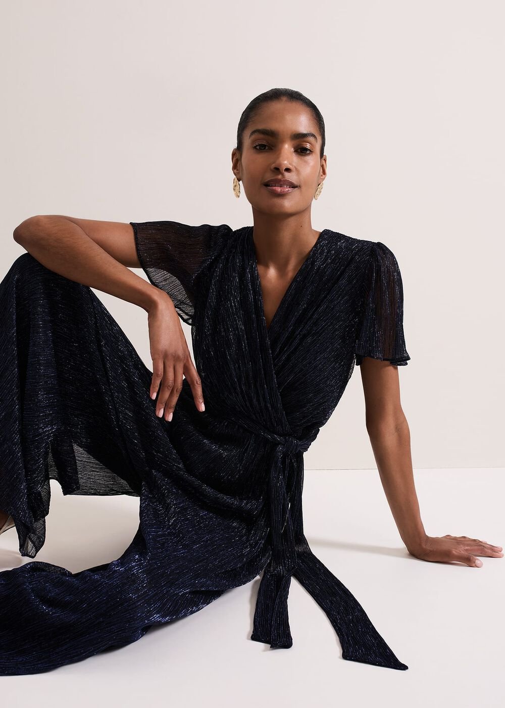 Stella Blue Plisse Jumpsuit Blue