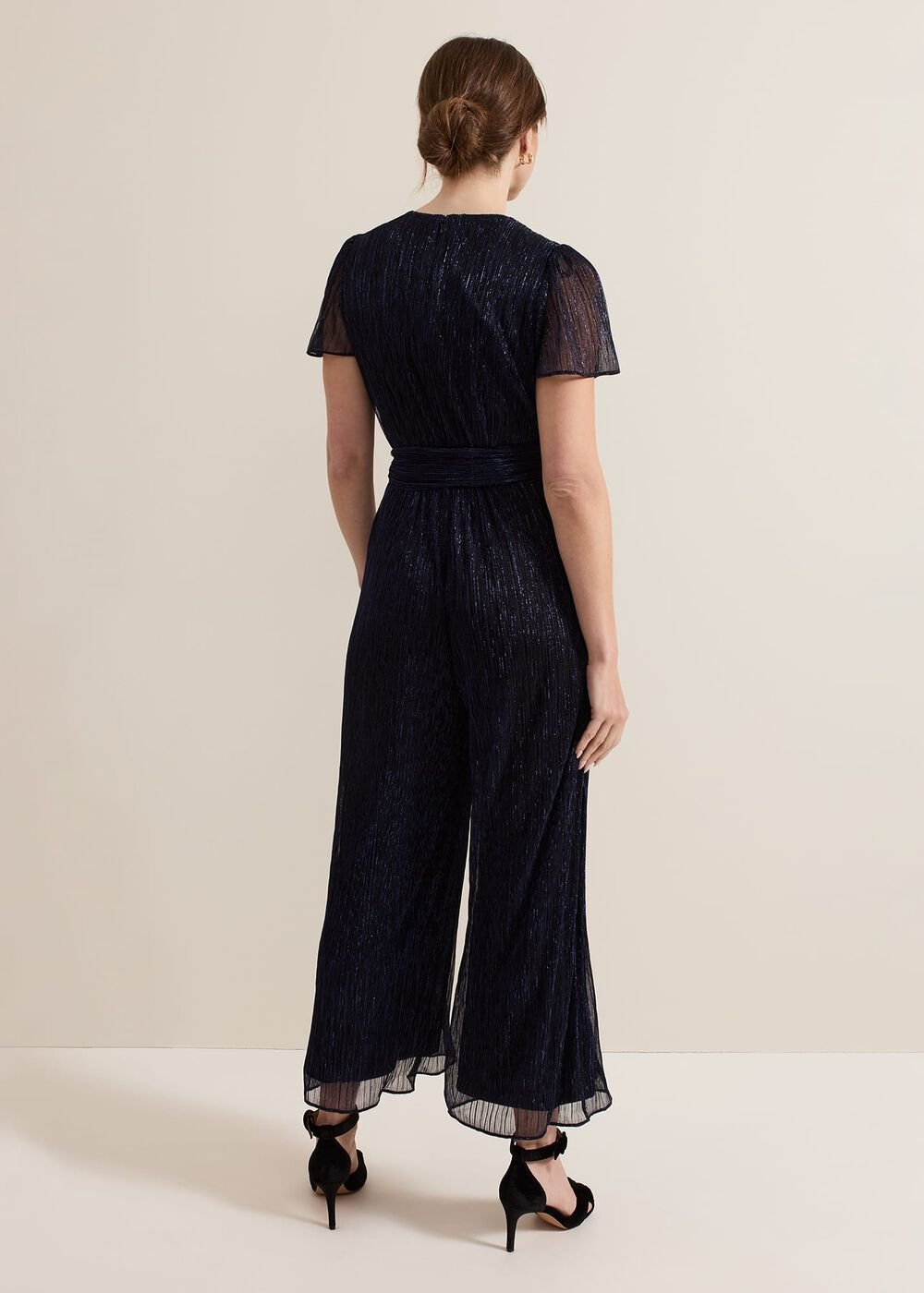 Petite Stella Blue Plisse Jumpsuit Blue