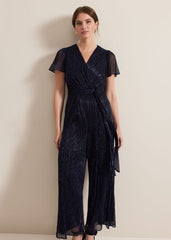 Petite Stella Blue Plisse Jumpsuit Blue