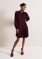Tila Burgundy Embellished Shirt Dress Burgundy