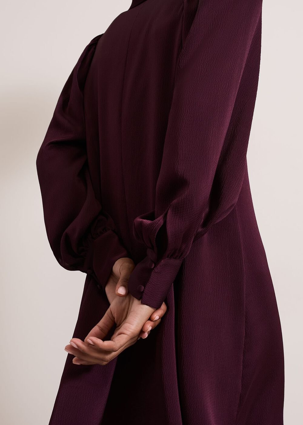 Tila Burgundy Embellished Shirt Dress Burgundy