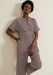Andra Geo Tie Waist Jumpsuit Multi-Coloured