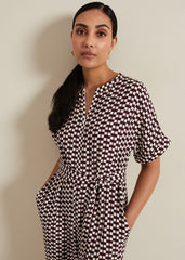 Petite Andra Geo Tie Waist Jumpsuit Multi-Coloured