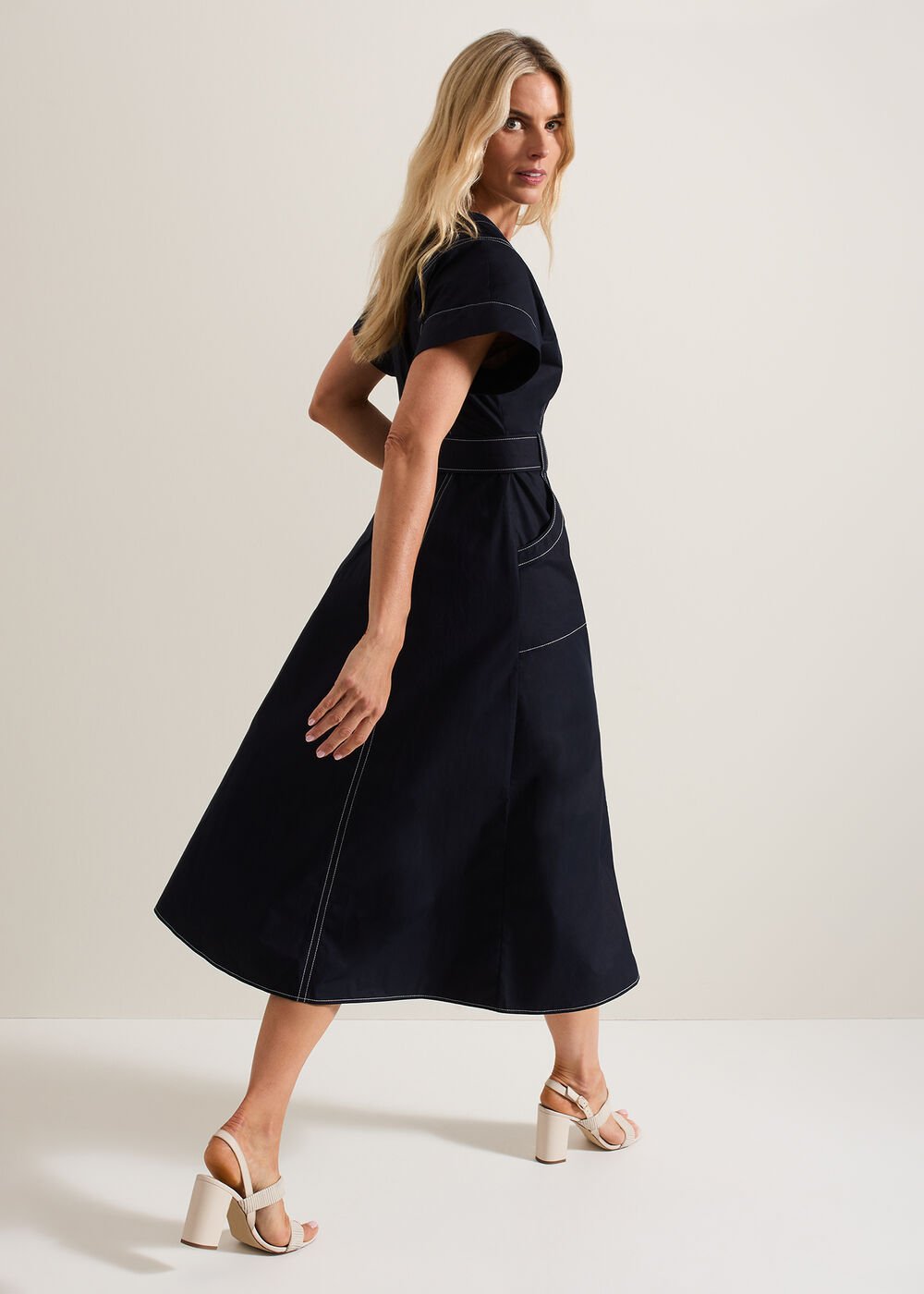 Annalie Navy Utility Midi Dress Navy