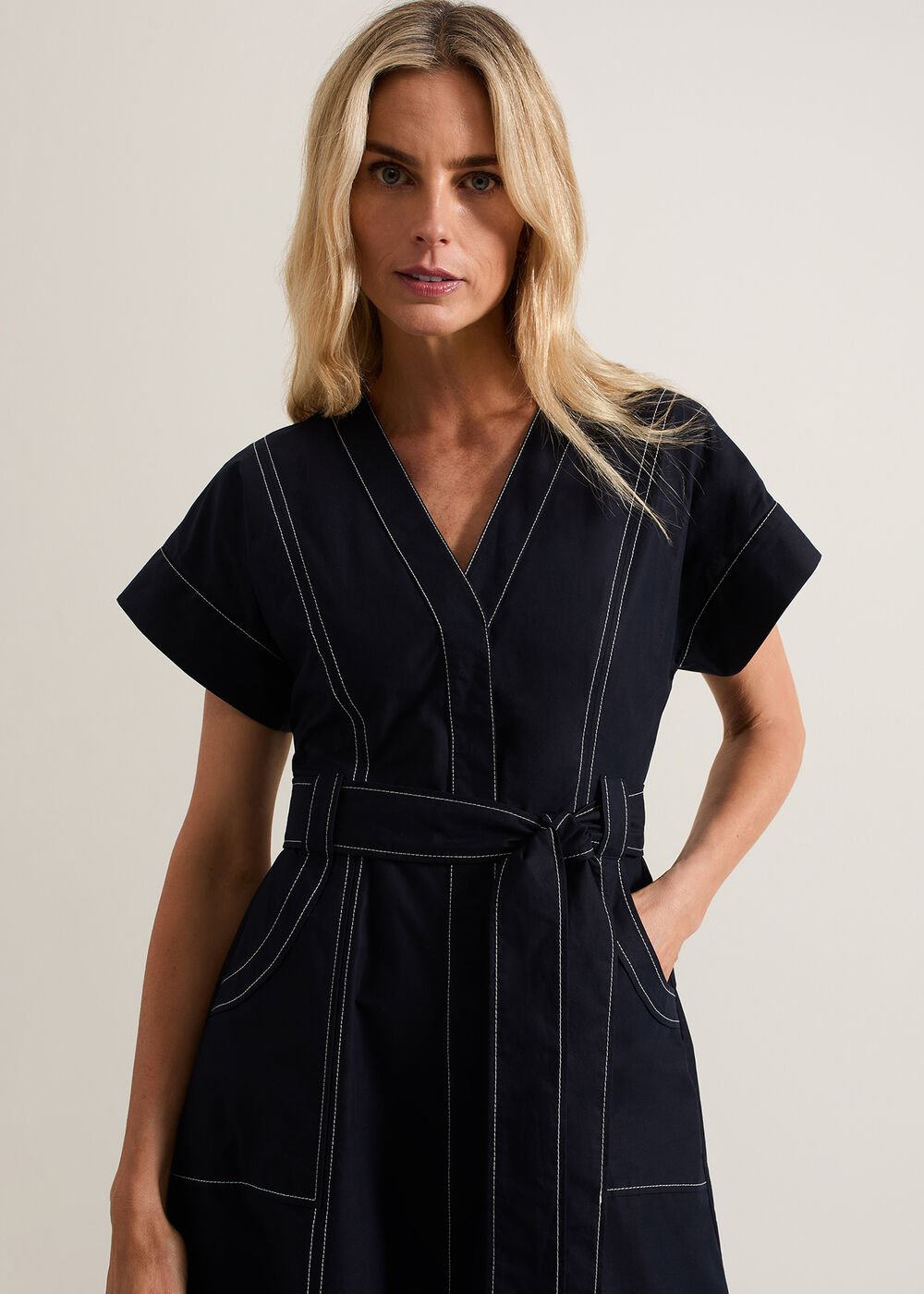 Annalie Navy Utility Midi Dress Navy