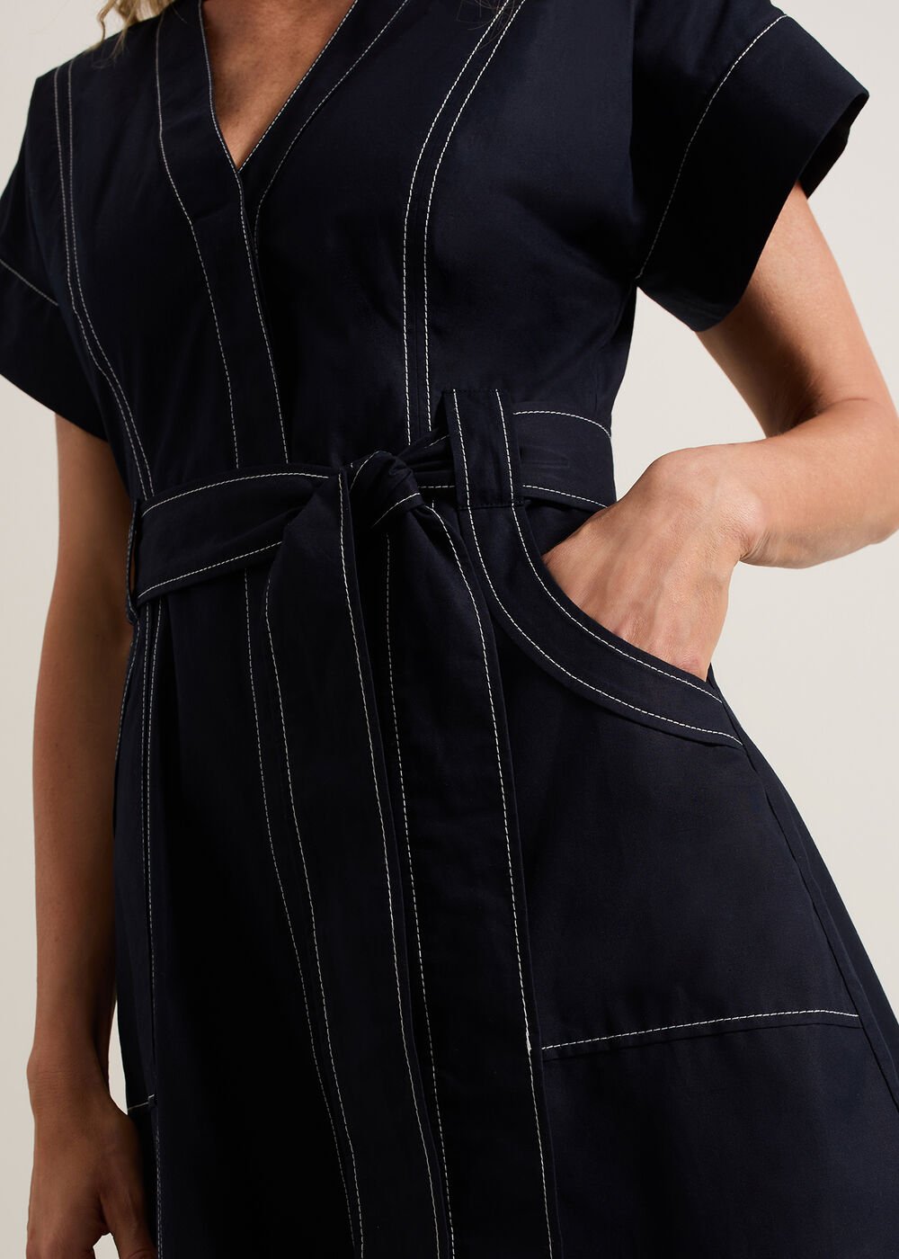 Annalie Navy Utility Midi Dress Navy