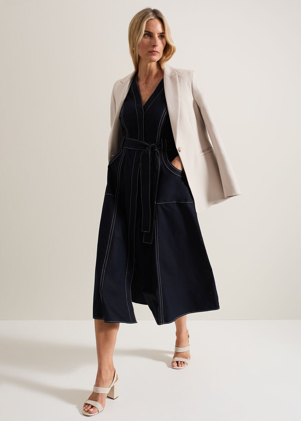 Annalie Navy Utility Midi Dress Navy