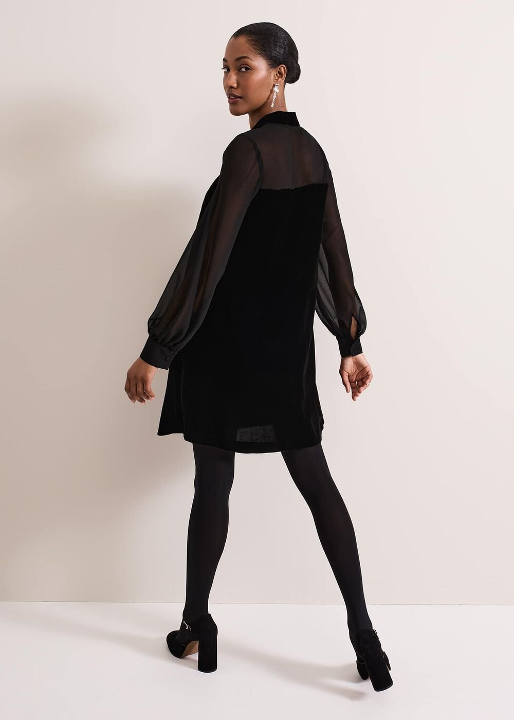 Seraphine Black Velvet Tunic Dress Black