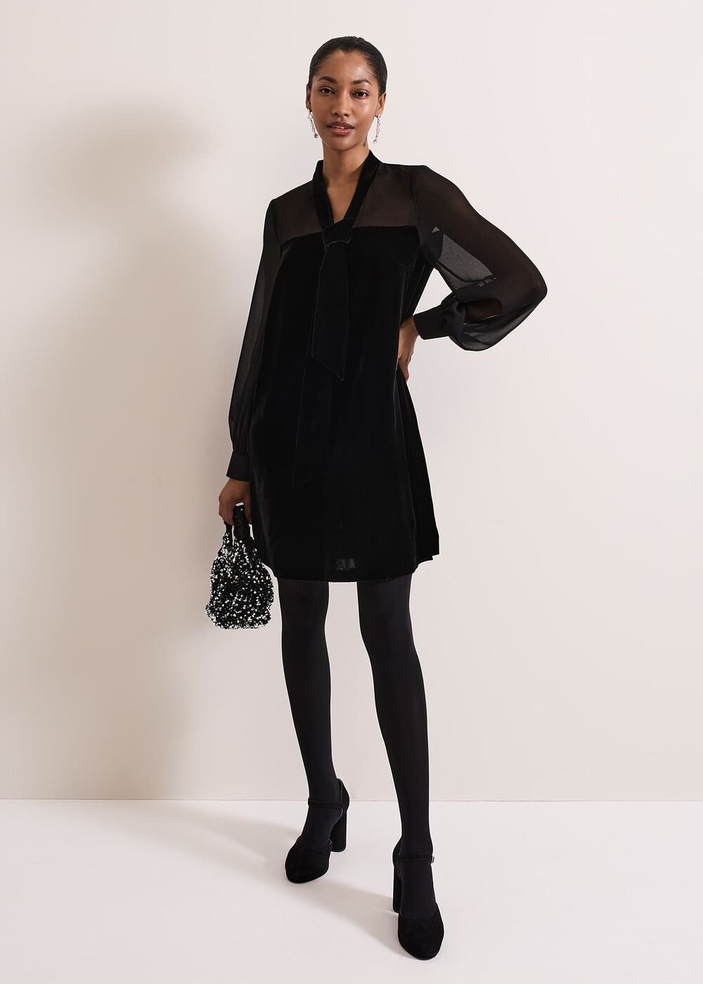 Seraphine Black Velvet Tunic Dress Black