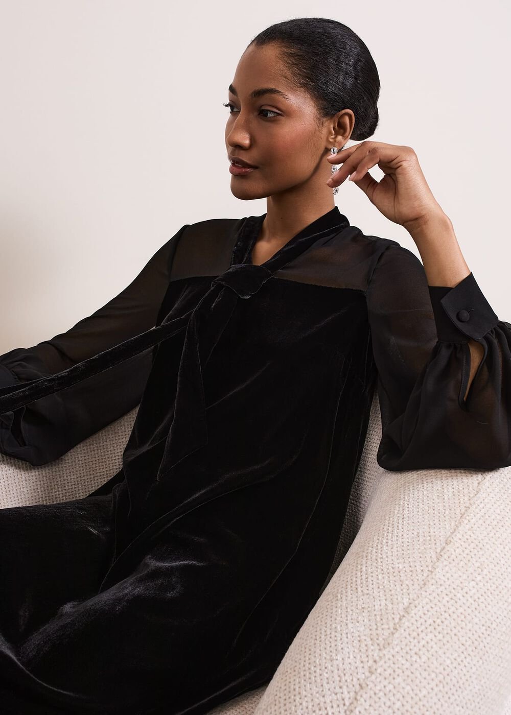 Seraphine Black Velvet Tunic Dress Black