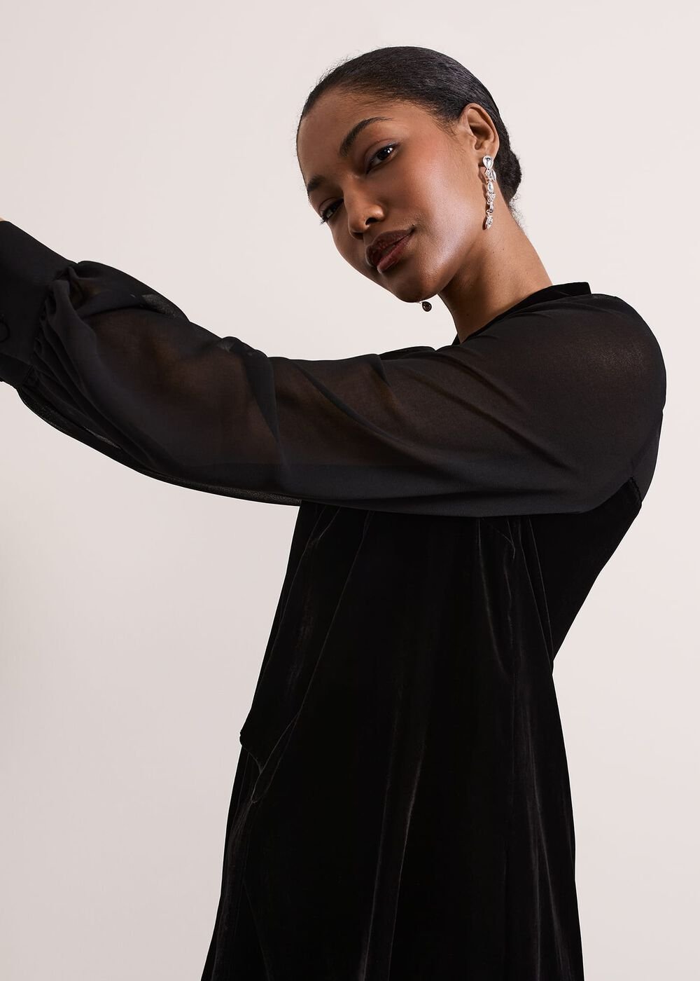 Seraphine Black Velvet Tunic Dress Black