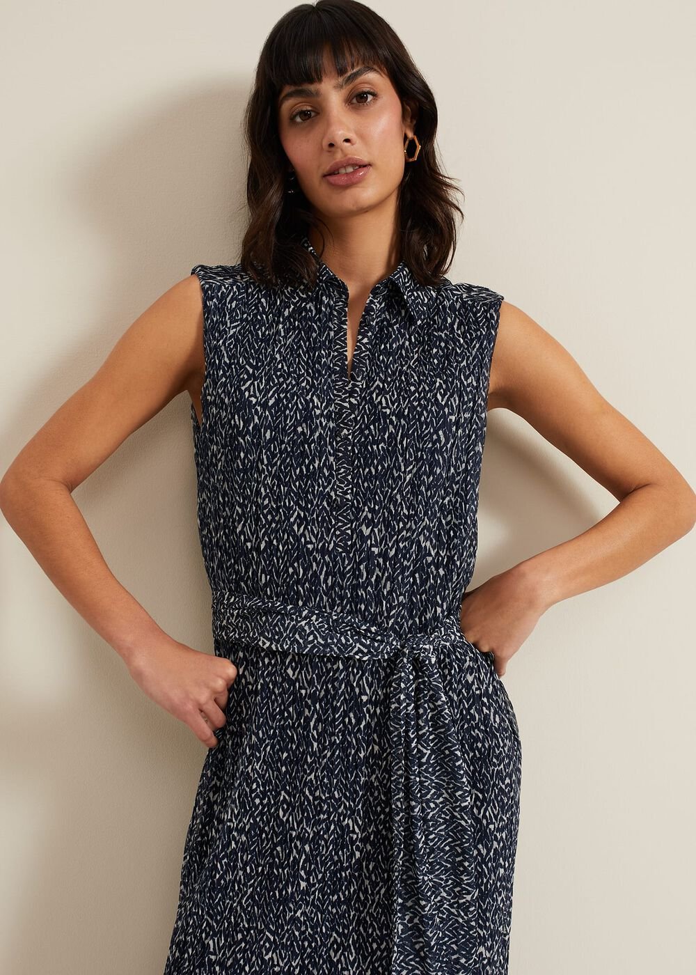 Adia Navy Jersey Shirt Dress Navy