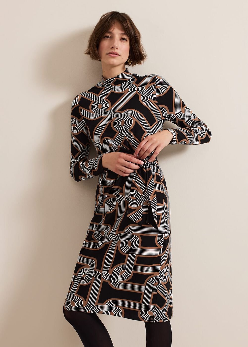 Margot Black Jersey Fitted Midi Dress Black