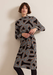 Margot Black Jersey Fitted Midi Dress Black