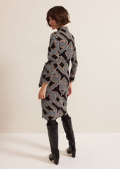 Margot Black Jersey Fitted Midi Dress Black