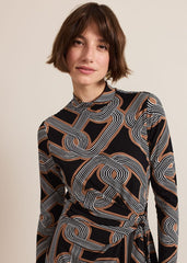 Margot Black Jersey Fitted Midi Dress Black