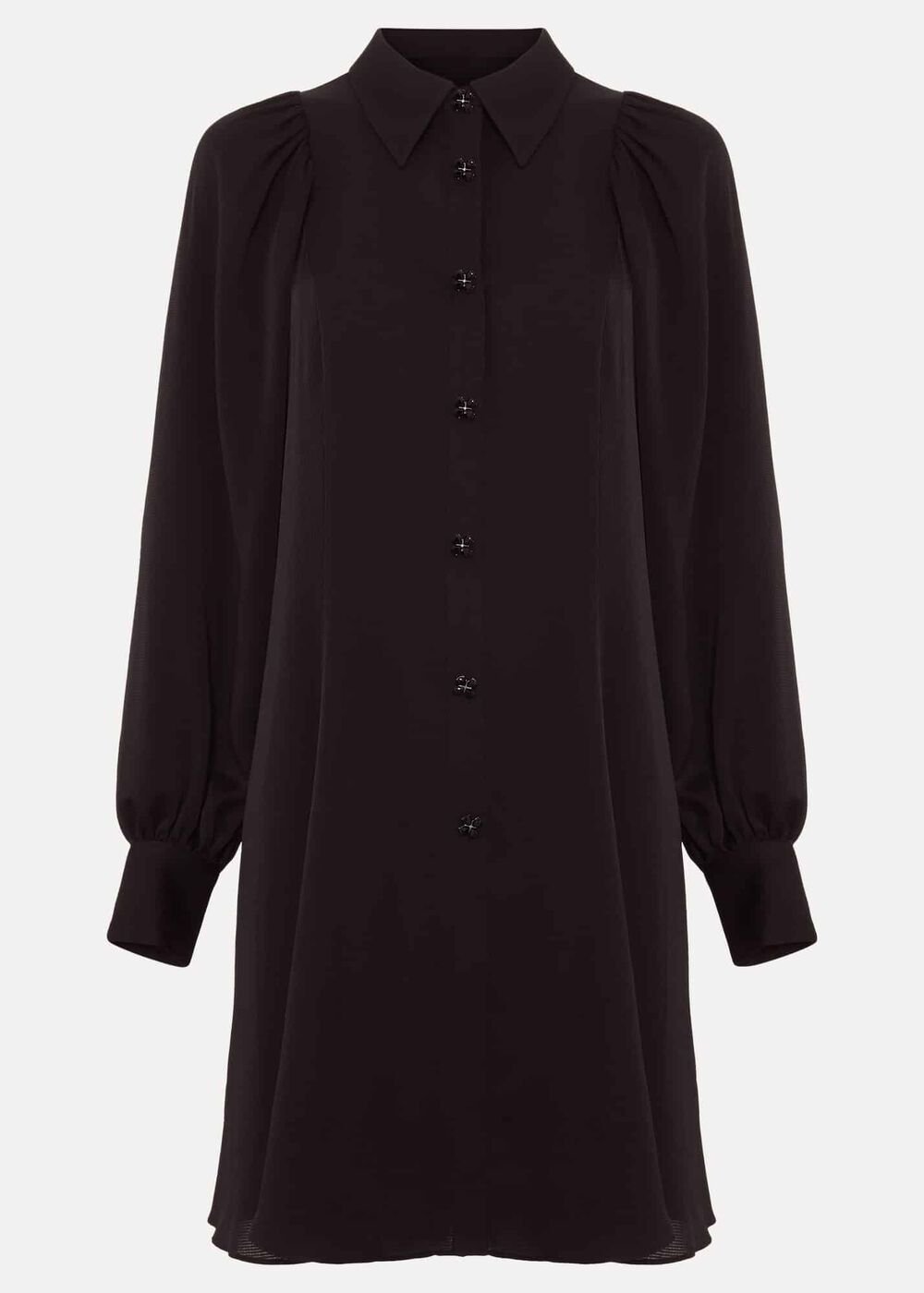 Petite Tila Black Satin Shirt Dress Black