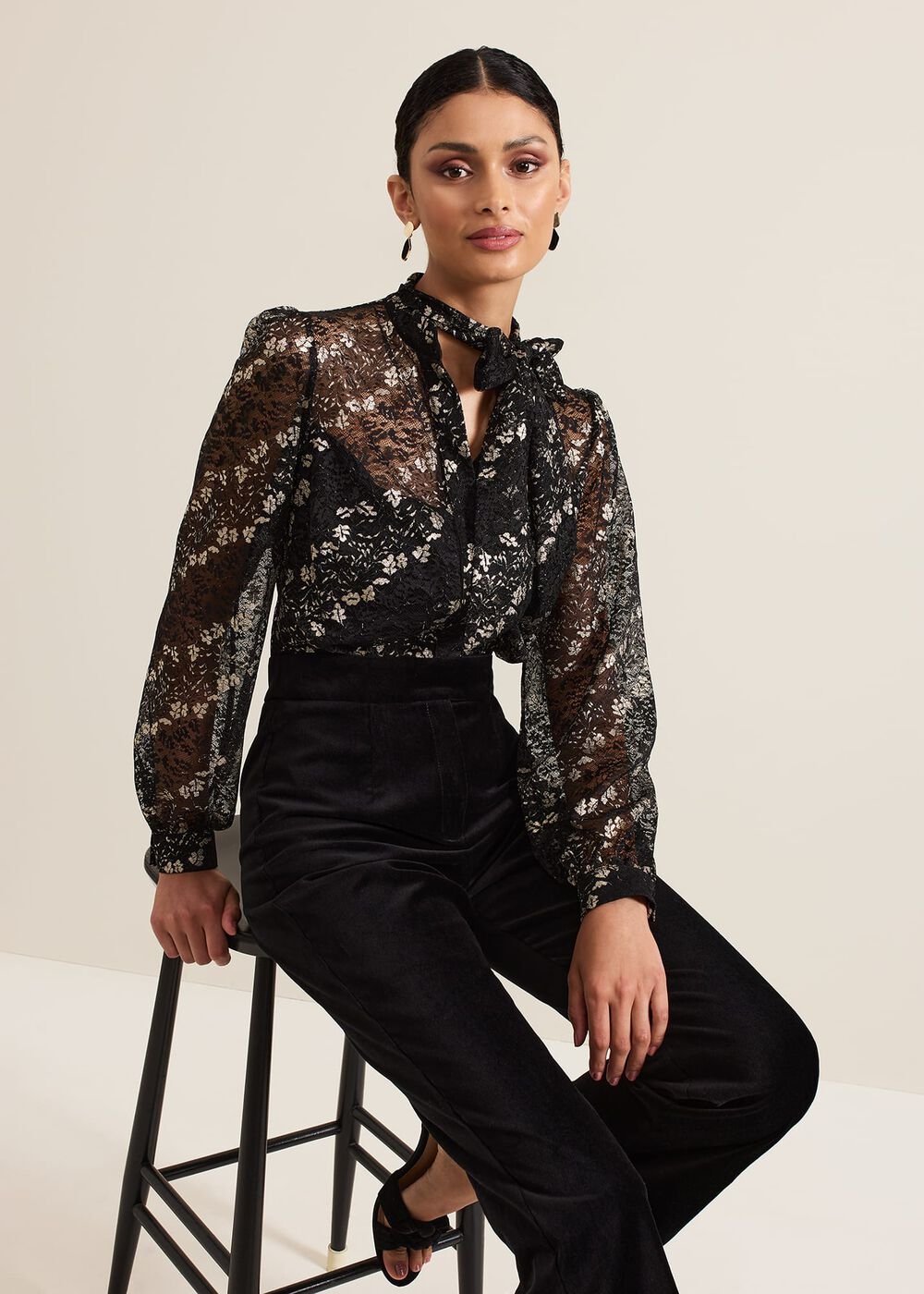 Morilla Lace Top Jumpsuit Black/Multi