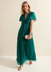 Abbey Green Satin Maxi Dress Green
