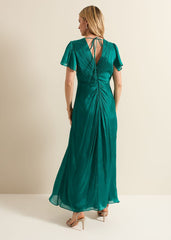 Abbey Green Satin Maxi Dress Green