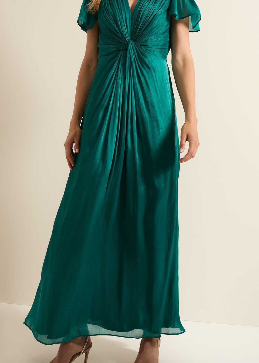 Abbey Green Satin Maxi Dress Green