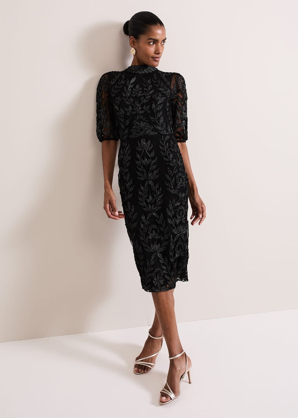 Misha Tapework Shimmer Dress Black