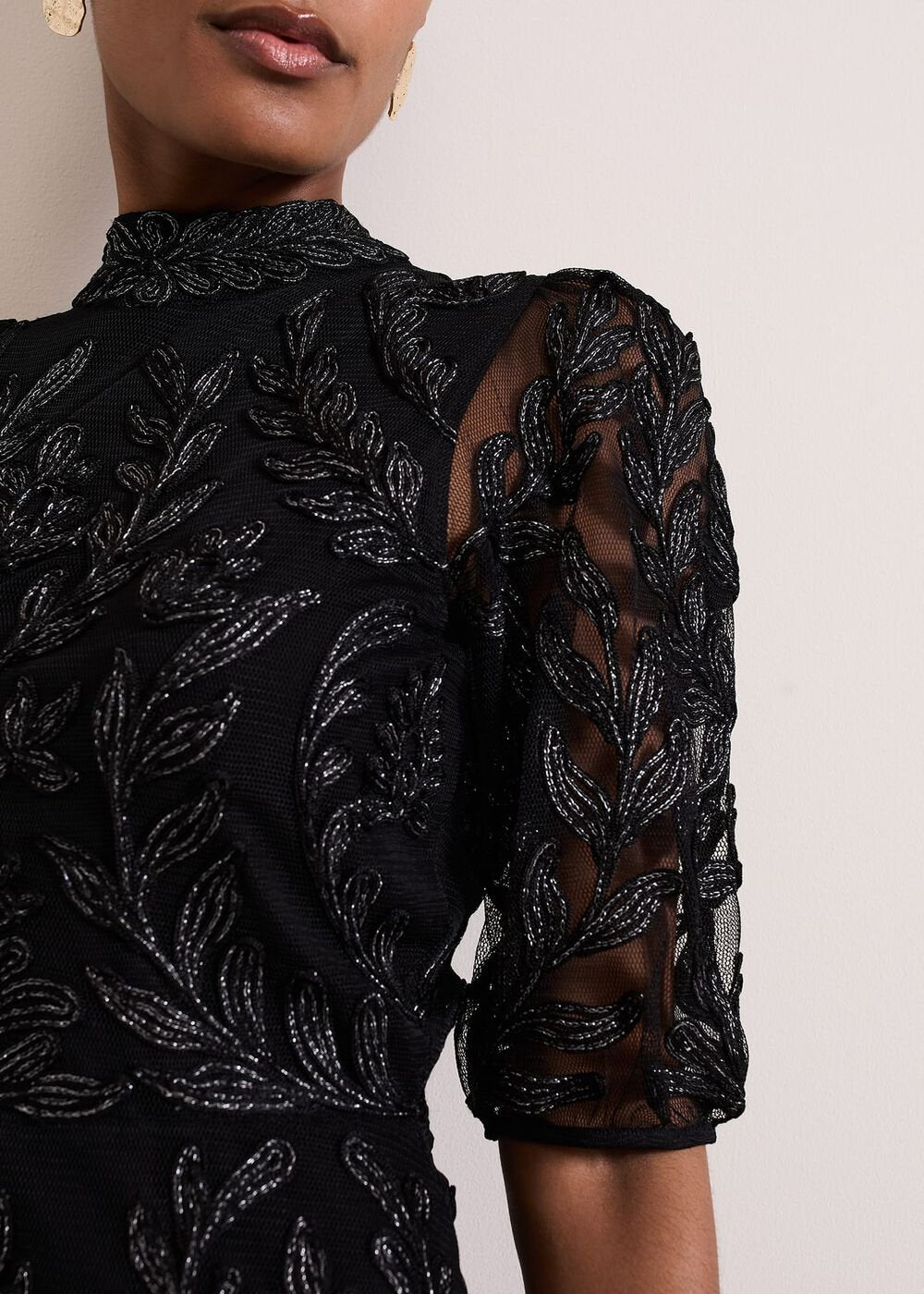 Misha Tapework Shimmer Dress Black