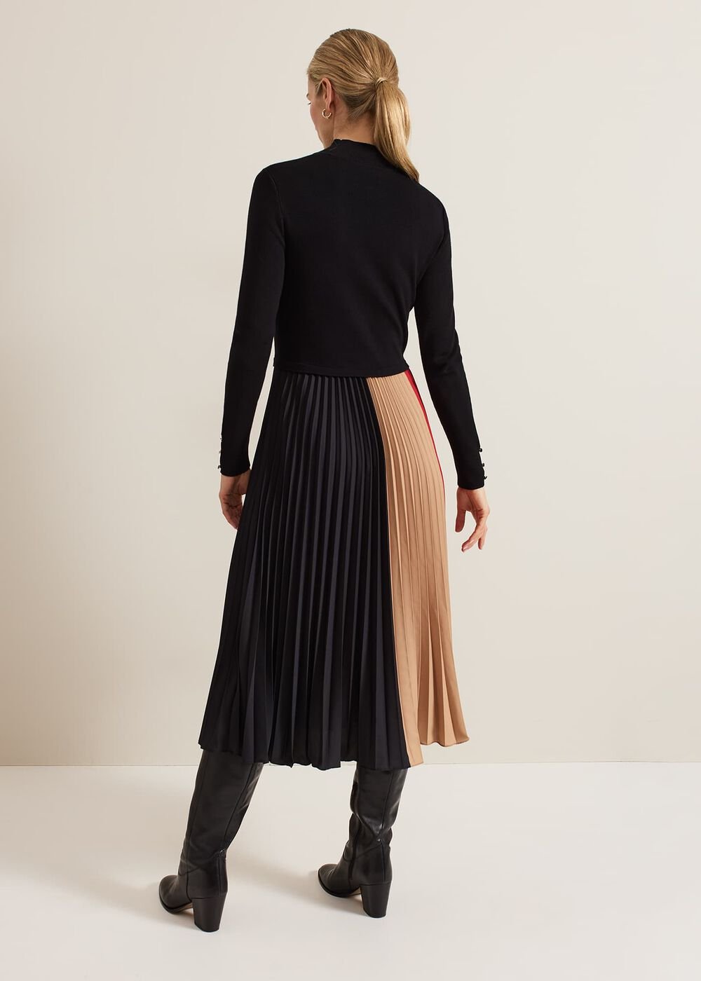 Kiera Colourblock Woven Hem Midi Dress Multi-Coloured