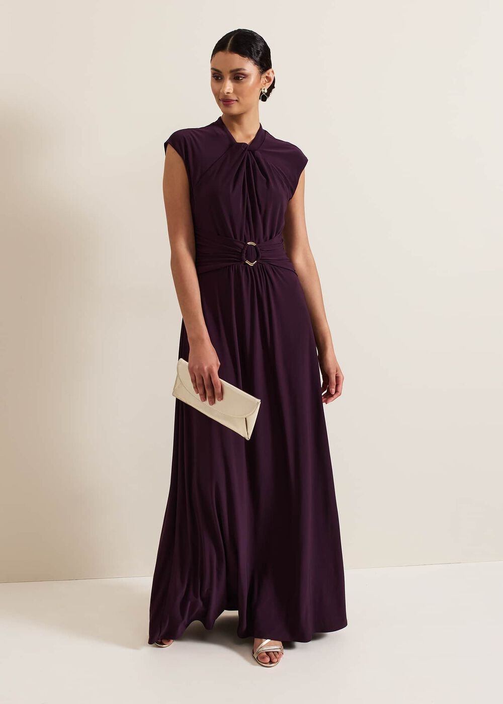 Tolly Burgundy Jersey Maxi Dress Burgundy