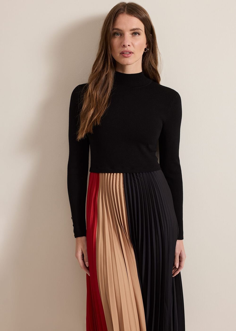 Petite Kiera Colourblock Midi Dress Multi-Coloured