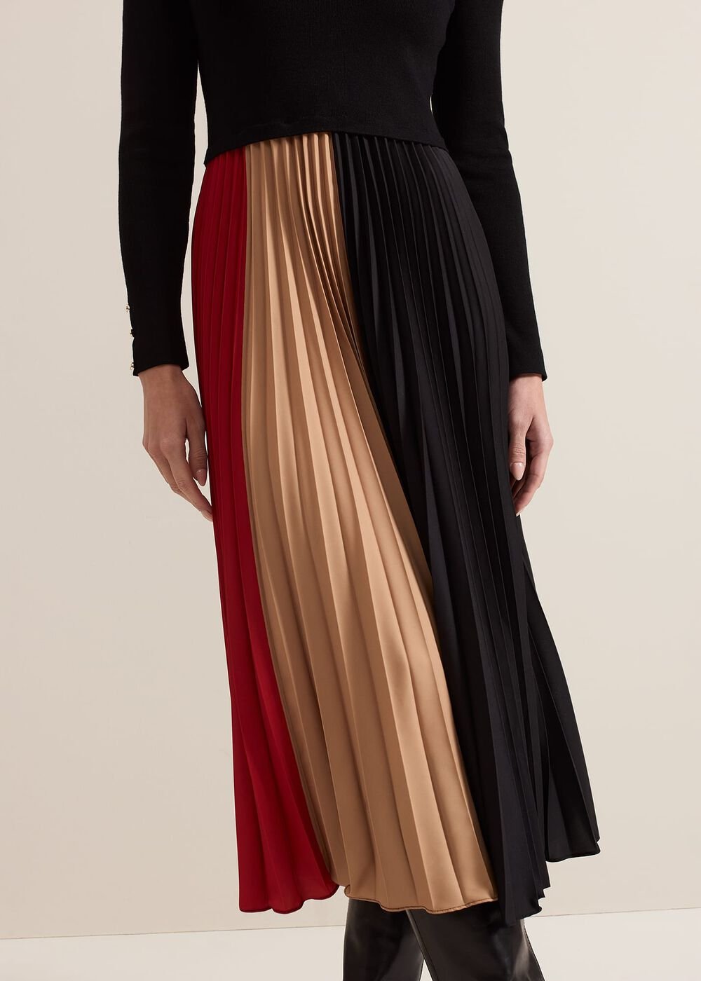 Petite Kiera Colourblock Midi Dress Multi-Coloured