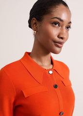 Azealia Fine Knit Collared Tunic Dress Orange